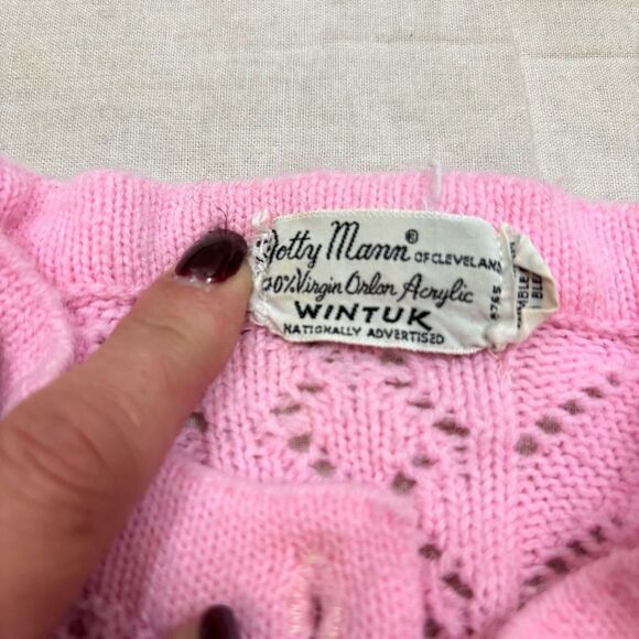 Ladies Vinatge Dolly Mann Wintuck Pink Button‎ Front Cardigan Size Large - Picture 6 of 10